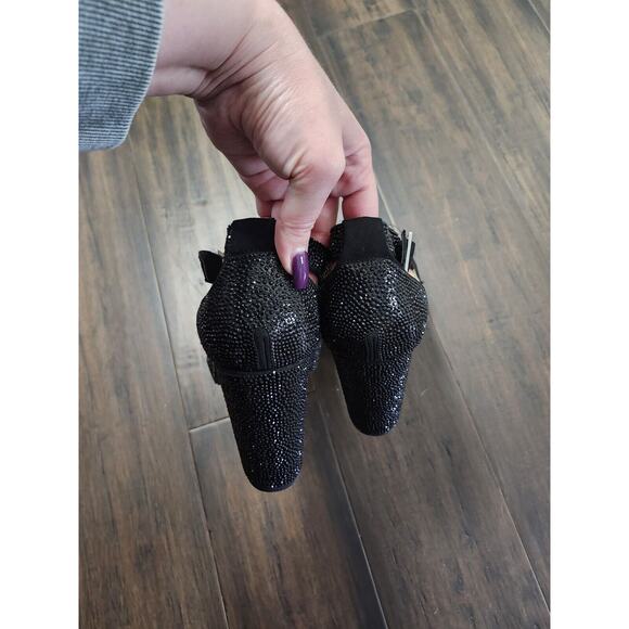 Torrid Embellished Platform Heels 10.5 WW Ankle Strap Black Sparkle Chunky - Picture 7 of 7